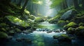 beautiful stream in forest generated by AI tool
