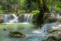 Beautiful stream waterfall run on the rocks in the jungle