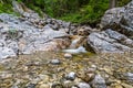 Beautiful streams and small waterfalls on the Eibsee Royalty Free Stock Photo