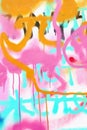 Beautiful street art graffiti, detail. Abstract creative drawing fashion colors on the wall of the city. Urban modern Royalty Free Stock Photo