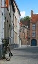 Beautiful street with bicycle in Bruges, Belgium Royalty Free Stock Photo