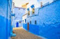 Beautiful street of blue medina in city Chefchaouen,  Morocco, Africa Royalty Free Stock Photo