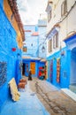 Beautiful street of blue medina in city Chefchaouen,  Morocco, Africa Royalty Free Stock Photo