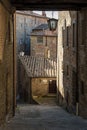 Beautiful street of captivating medieval town of Cortona in Tuscany, Italy. Royalty Free Stock Photo