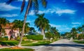 Beautiful street of Floirda with palms and homes Royalty Free Stock Photo