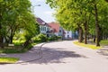 Beautiful street with modern residential houses in summer sunny Royalty Free Stock Photo