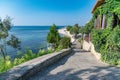 A beautiful street in Nessebar ancient city on the Bulgarian Black Sea Coast. Nesebar or Nesebr is a UNESCO World Heritage Site. A