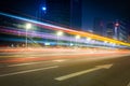 Beautiful street at night with light trails