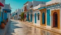 Beautiful street in summer in Hammamet Tunisia house Royalty Free Stock Photo