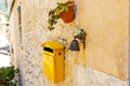 Beautiful street in Valldemossa with traditional flower decoration, famous old mediterranean village of Majorca Royalty Free Stock Photo