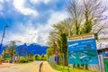 Beautiful street view Vaduz Rheinpark Stadion Liechtenstein