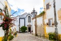 Beautiful street of Ãâbidos and Saint Peter church