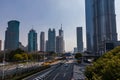 Beautiful streets of Shanghai. High skyscrapers.