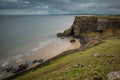 Beautiful stretch of beach in  North ireland in downhill demesne close to castlerock with visible train track between two tunnels Royalty Free Stock Photo