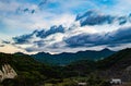 Beautiful stretch of mountains under the blue sky