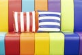 Beautiful striped sofa with pillows Royalty Free Stock Photo