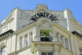 beautiful stucco facade and balcony of classic old residential building in Vienna, Austria Royalty Free Stock Photo