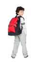 Beautiful student child with heavy backpack Royalty Free Stock Photo