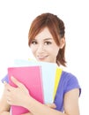 Beautiful student girl with books.isolated on white background Royalty Free Stock Photo