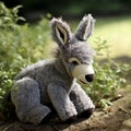 beautiful stuffed donkey toy in the garden