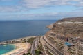 Beautiful stunning panoramic view of Puerto Rico. Playa de Amadores beach on Gran Canaria island in Spain Royalty Free Stock Photo