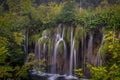 The beautiful and stunning Plitvice Lake National Park, Croatia, wide shot of a waterfall Royalty Free Stock Photo