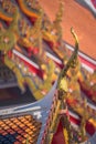 Beautiful stupas decorated with colorful mosaic big pagoda and Thai art architecture of Wat Pho temple in Bangkok, Thailand Royalty Free Stock Photo