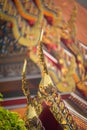 Beautiful stupas decorated with colorful mosaic big pagoda and Thai art architecture of Wat Pho temple in Bangkok, Thailand Royalty Free Stock Photo