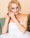 Beautiful stylish bride getting ready in the room Royalty Free Stock Photo