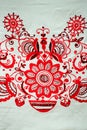 Beautiful stylish embroidery fashion ornament on bride wedding dress, unique national costume Royalty Free Stock Photo