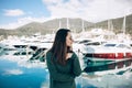 Beautiful girl near the yacht Royalty Free Stock Photo