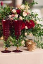 Beautiful stylish luxury decoration with flower candlestick table