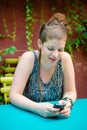 Beautiful stylish modern young woman on the phone Royalty Free Stock Photo