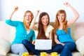 Beautiful successful girls with laptop Royalty Free Stock Photo