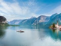 Beautiful summer Alpine Hallstatt Town and lake Hallstatter See view (Austria