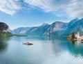 Beautiful summer Alpine Hallstatt Town and lake Hallstatter See view Austria