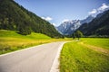 Beautiful summer alpine landscape. Logar valley or Logarska dolina, Kamnik Savinja Alps, Slovenia, Europe. Royalty Free Stock Photo