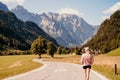 Beautiful summer alpine landscape. Logar valley or Logarska dolina, Kamnik Savinja Alps, Slovenia, Europe. Royalty Free Stock Photo