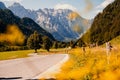 Beautiful summer alpine landscape. Logar valley or Logarska dolina, Kamnik Savinja Alps, Slovenia, Europe. Royalty Free Stock Photo