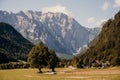 Beautiful summer alpine landscape. Logar valley or Logarska dolina, Kamnik Savinja Alps, Slovenia, Europe. Royalty Free Stock Photo