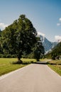 Beautiful summer alpine landscape. Logar valley or Logarska dolina, Kamnik Savinja Alps, Slovenia, Europe. Royalty Free Stock Photo