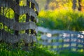 wooden fence, summer countryside background Royalty Free Stock Photo