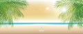 Beautiful summer beach in twilight, panoramic banner vector Royalty Free Stock Photo