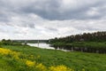 Beautiful summer day by the river, thunderclouds, Kraslava, Latgale, Latvia Royalty Free Stock Photo