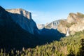 Beautiful summer day in the Yosemite Valley located in California in the United States. Breathtaking landscape of the gorgeous US Royalty Free Stock Photo