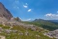 Beautiful summer dolomite panorama of Settsass and Col di Lana Peak