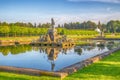 Summer evening view of the upper Peterhof Park, located in Saint Petersburg Royalty Free Stock Photo