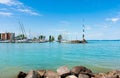 Beautiful summer lake landscape with turquoise water Royalty Free Stock Photo