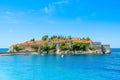 Beautiful  summer landscape of the Adriatic coast in The Budva Riviera with a view of the Sveti Stefan Royalty Free Stock Photo