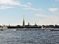 View of summer Saint-Petersburg: river, ships and fortress!
